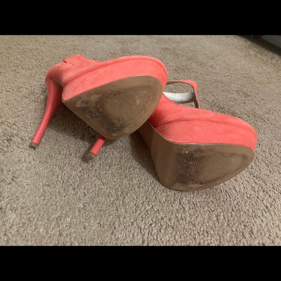 Charlotte Russe peach suede platform stilettos - Picture 5 of 9